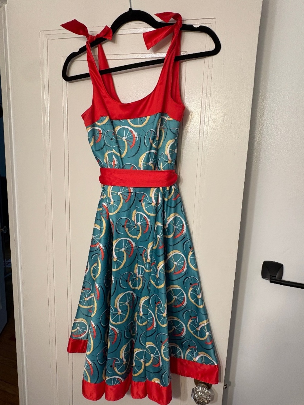 Tatyana vintage swing dress, bicycle wheels XS